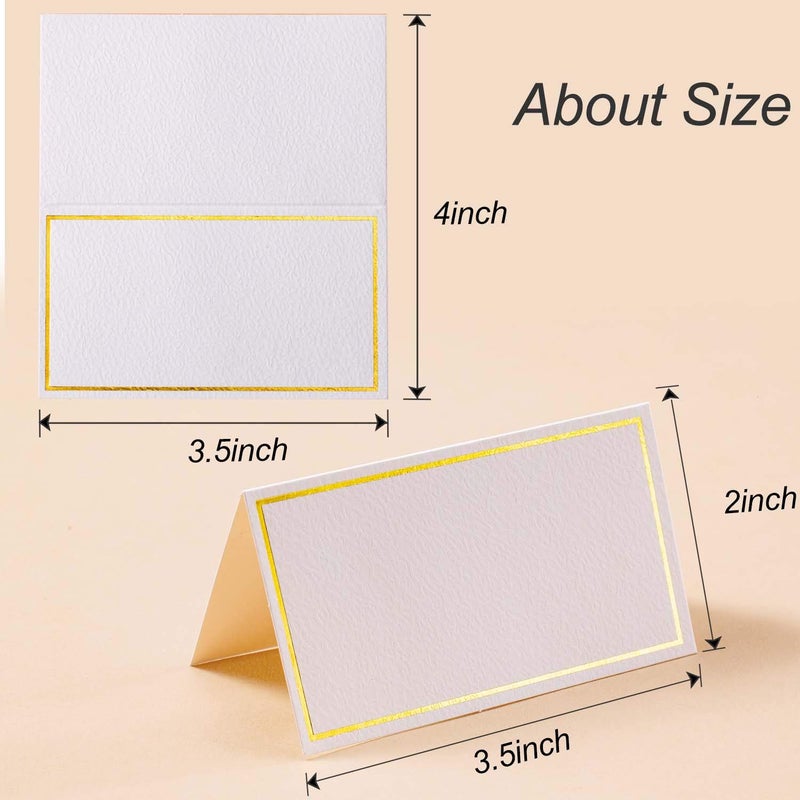 Toncoo 100Pcs Premium Place Cards  Small Table Cards with Gold Foil Border  Escort Cards  Name Cards  Wedding Place Cards for Wedding  Table  Dinner Parties  Seating Cards  2"" x 3.5"" - Image 2